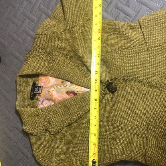Etcetera green tweed ruffle trim jacket - Picture 3 of 5